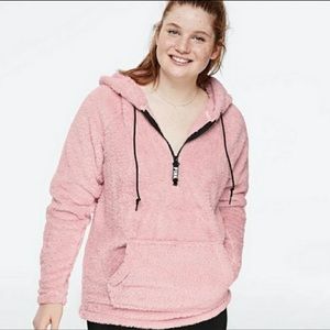 PINK Victoria’s Secret Sherpa Teddy Half Zip Pink Size Small